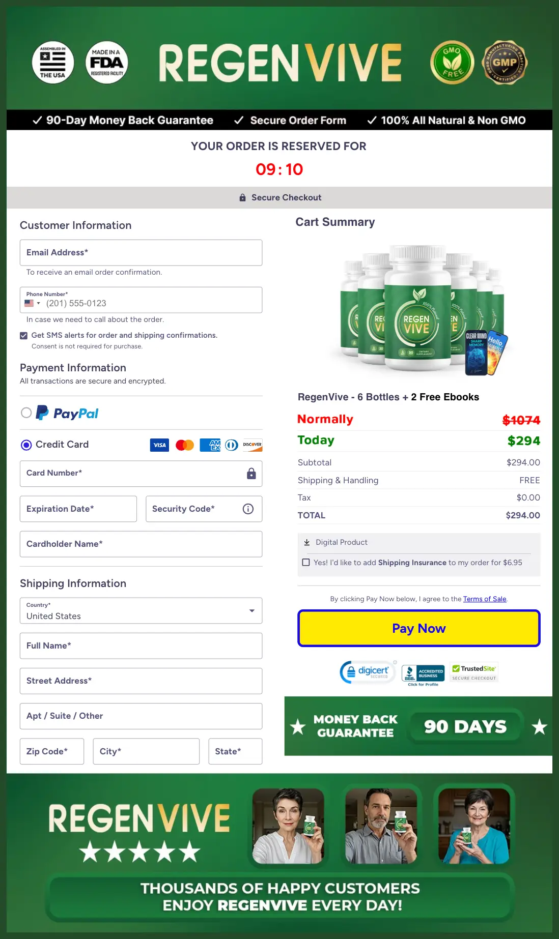 RegenVive Official Website Secure Order Page